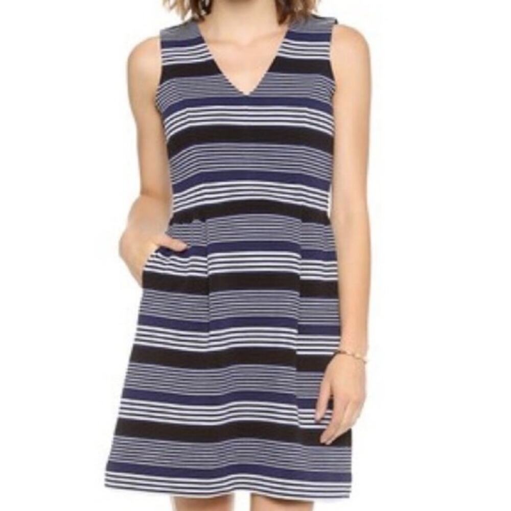 Madewell Gallerist Stripemix Blue Black Sheath Dress size S